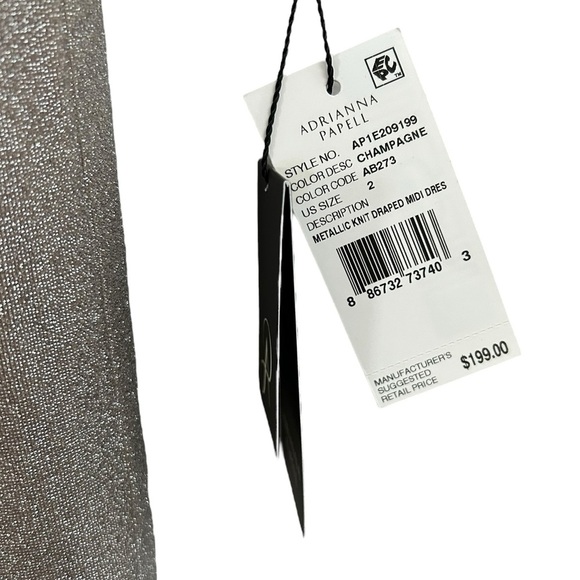 NWT Adrianna Papell Women Draped Knit Faux Wrap Dress Long Sleeve Gold Champagne - Picture 10 of 10